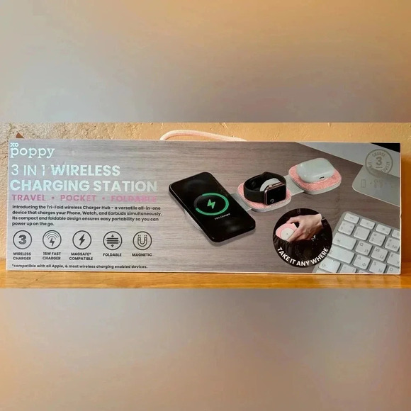 3 IN 1 WIRELESS CHARGING STATION BY XO POPPY. WIRELESS. PHONE, WATCH, EARBUDS!! - Picture 10 of 16